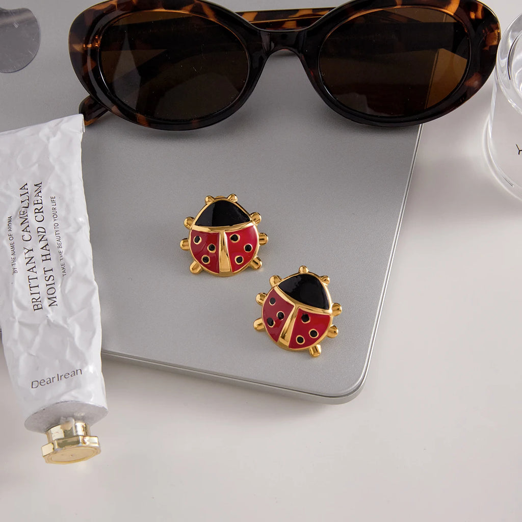 Dripping Oil Ladybug Ear Studs