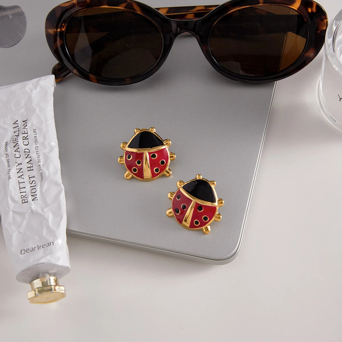 Dripping Oil Ladybug Ear Studs