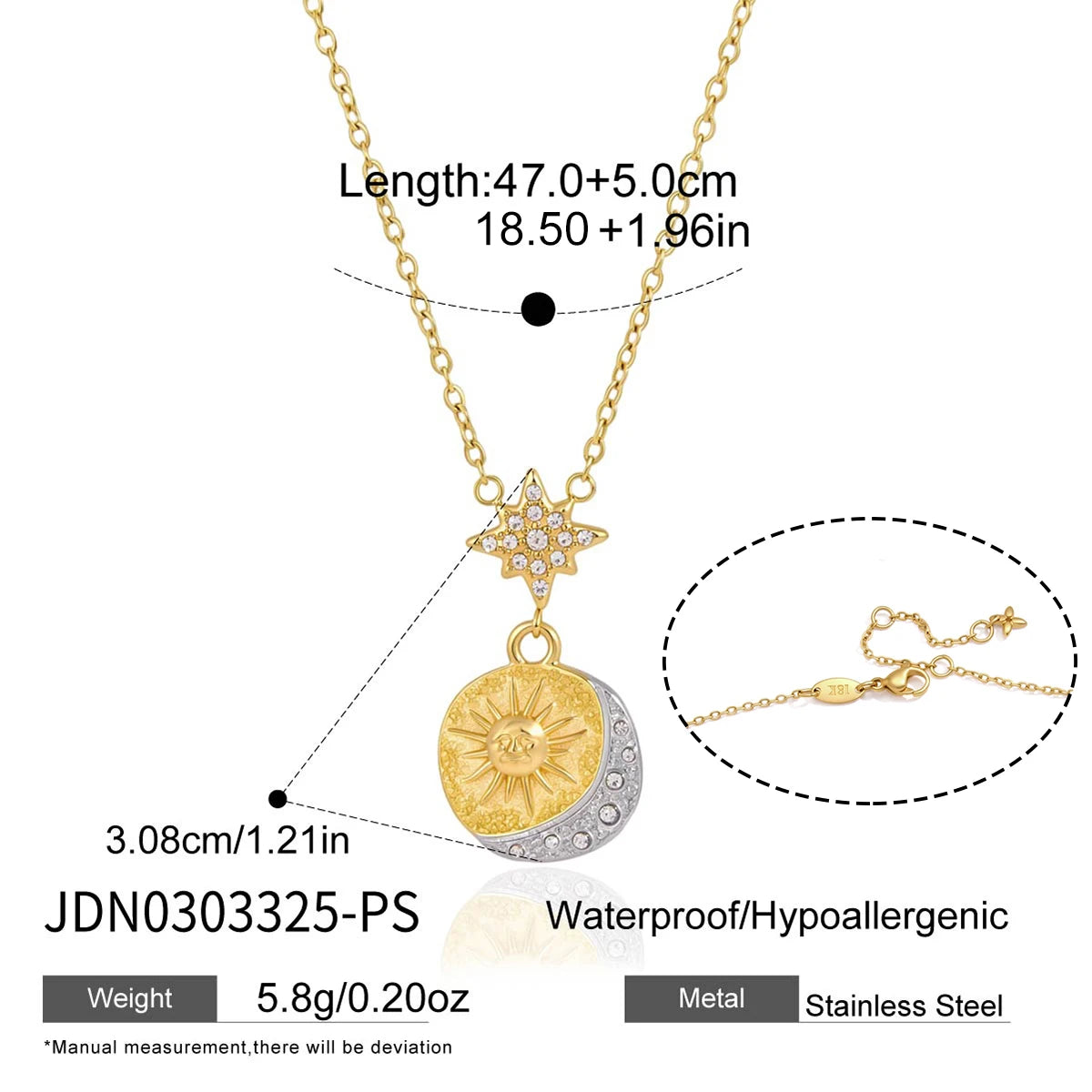 Kika Classic Moon Star Sun Pendant Necklace