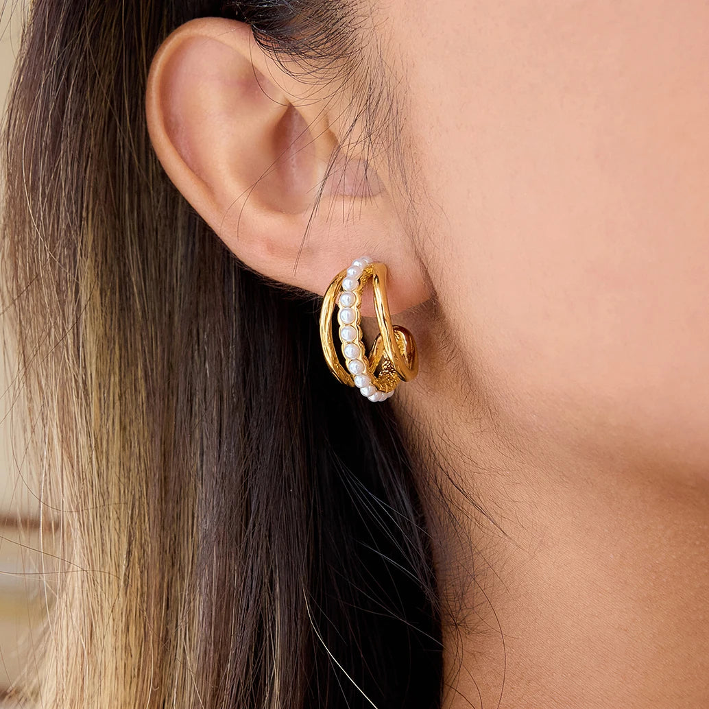 KIKA Stainless Steel 316L 18K Gold Color PVD Plated Stainless Steel White Zircon Earrings For Women Stud Earring