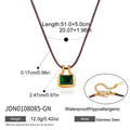 KIKA Elegant Green Zircon Pendant Rope Chain Necklace For Women 18K Gold PVD Plated Stainless Steel Necklace Fashion Jewelry