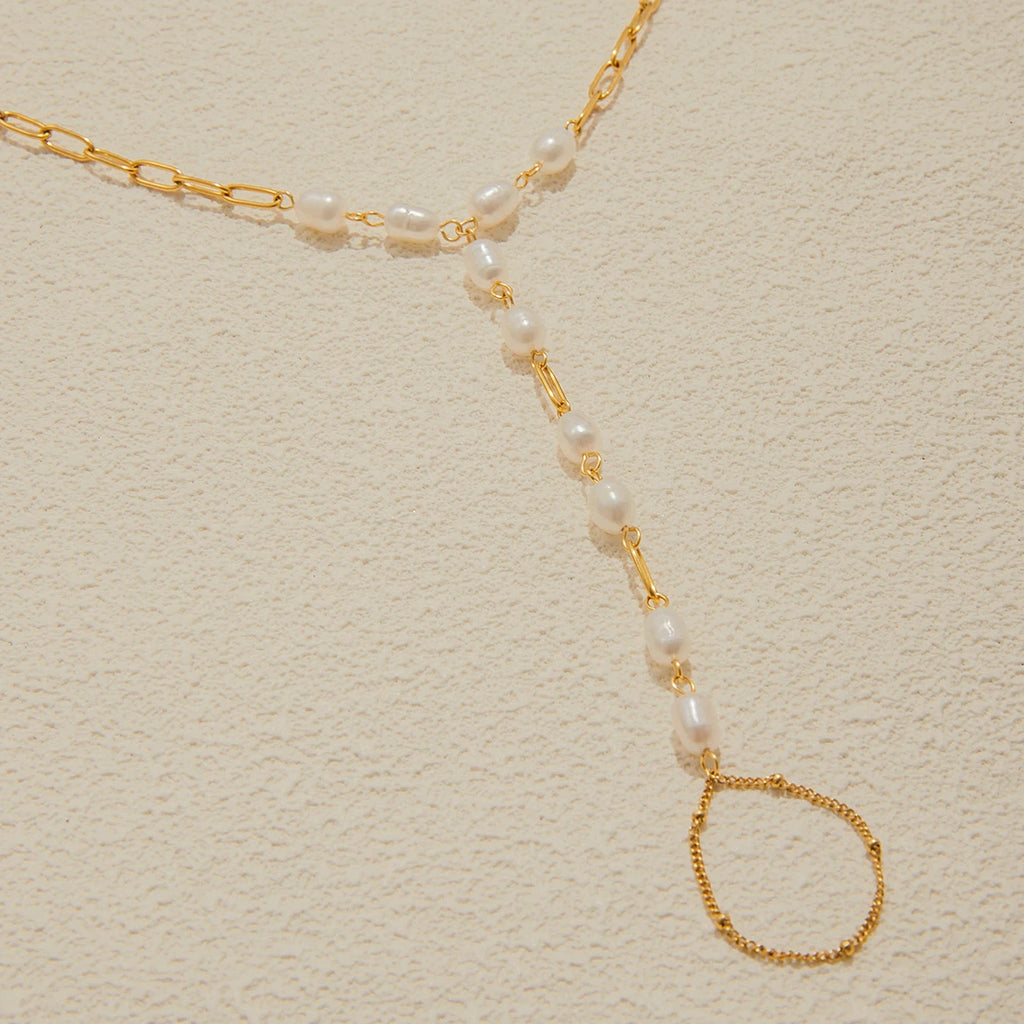 Kika Freshwater Pearl Chain with Fingers Stackable Chain Bracelet