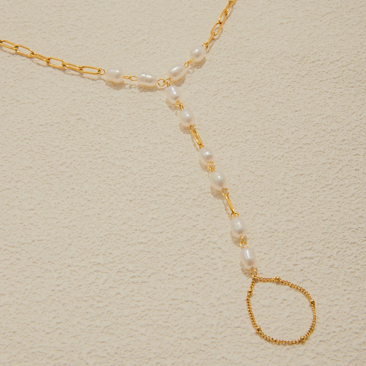 Kika Freshwater Pearl Chain with Fingers Stackable Chain Bracelet