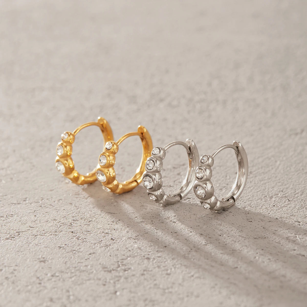 KIKA Delicate Crystal Clip Earrings PVD Plated Stainless Steel