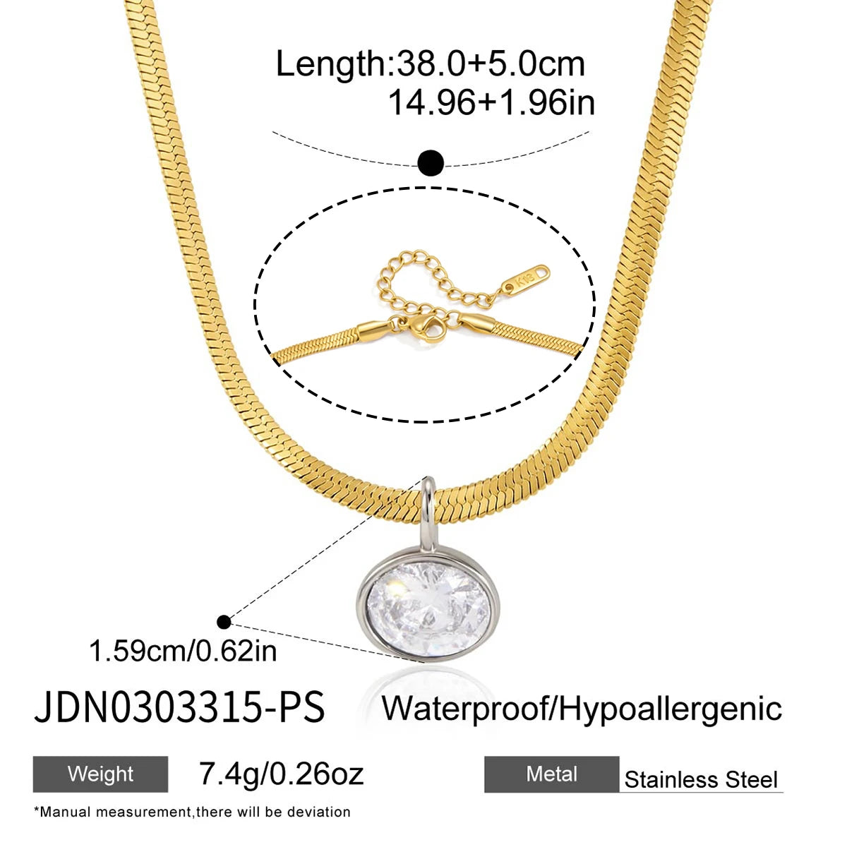Kika Classic Oval Zircon Pendant Necklace