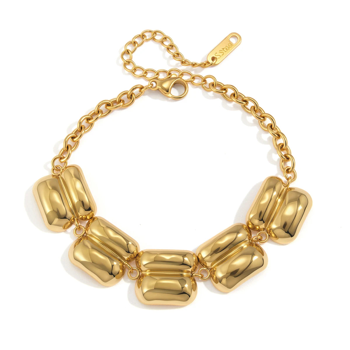 Kika Delicate Gold Color Double Layered Wide Face Bracelet