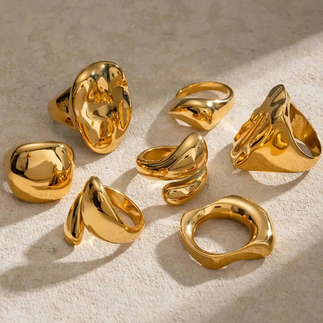 Kika Chic Unique Stainless Steel Unusual Ring Water Resistant 18K PVD Plated