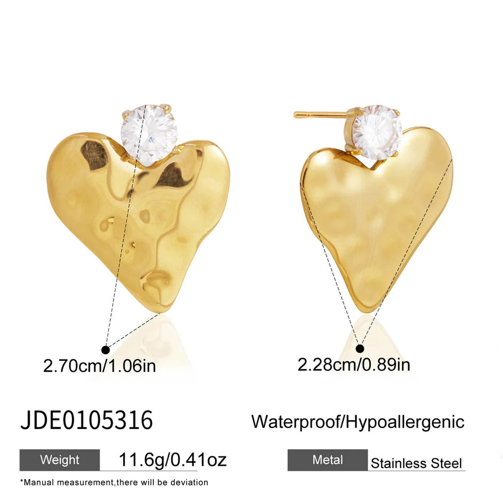 Kika Romantic Heart Necklace Earrings Jewelry Set For Women Minimalist 18K Gold PVD Plated Stainless Steel 316L