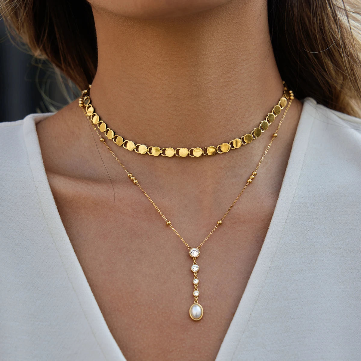 Kika Minimalist18K Plated Gold Color Square Basic Chain Necklace