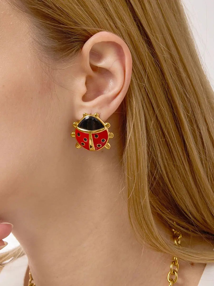 Dripping Oil Ladybug Ear Studs