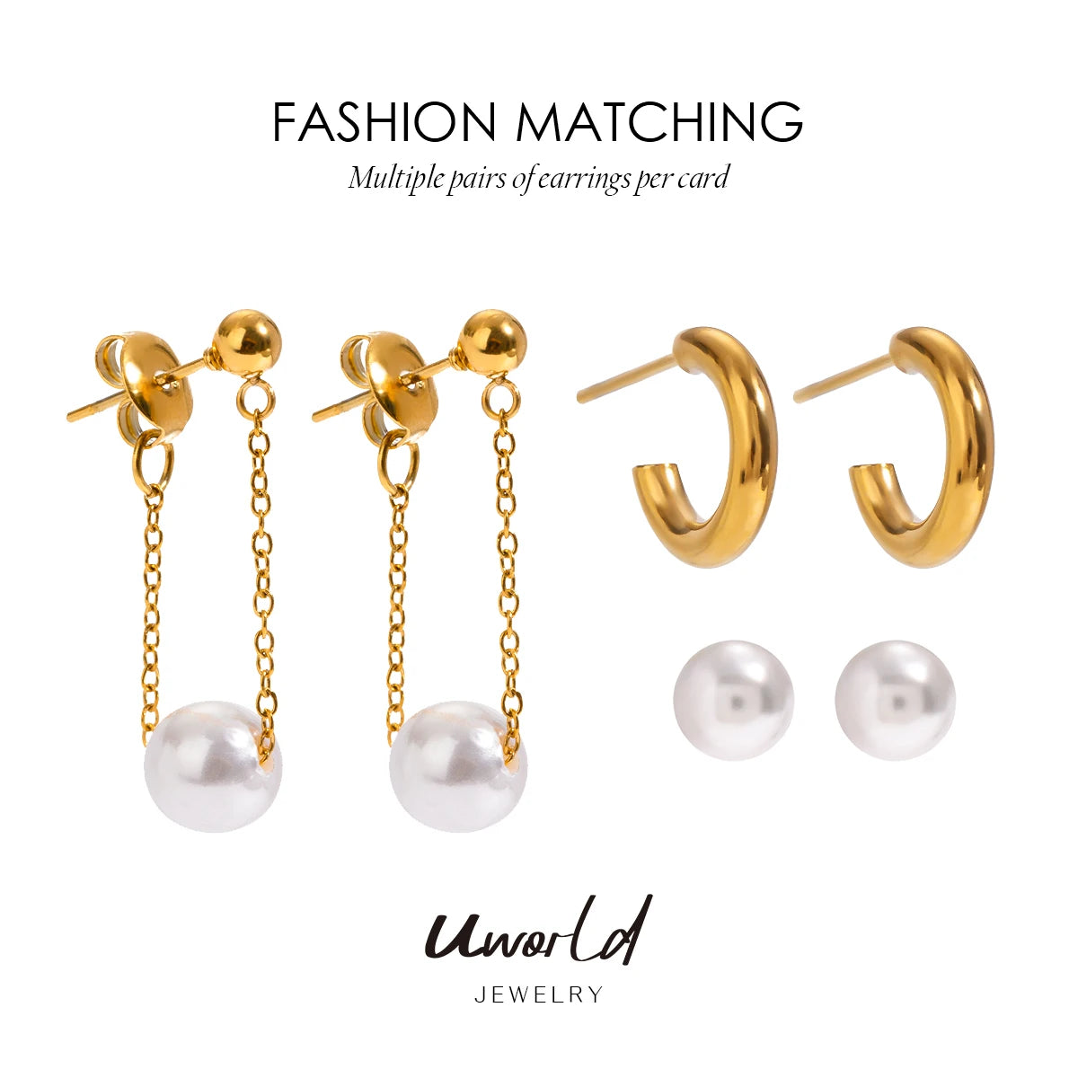 KIKA Handmade Earring Set Pearl C-shaped