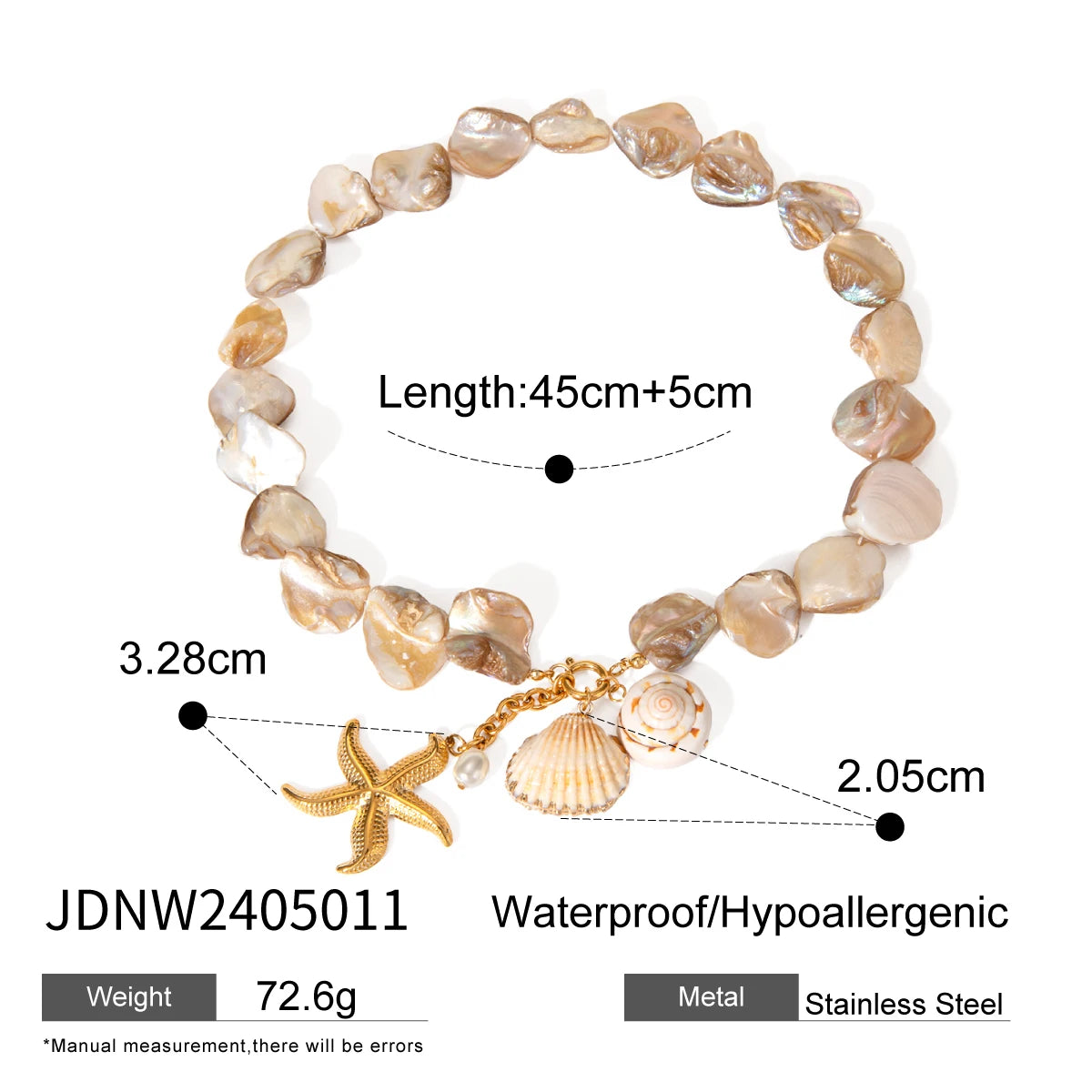 Vacation Style Ocean Series Imitation Pearl Seashell Necklace