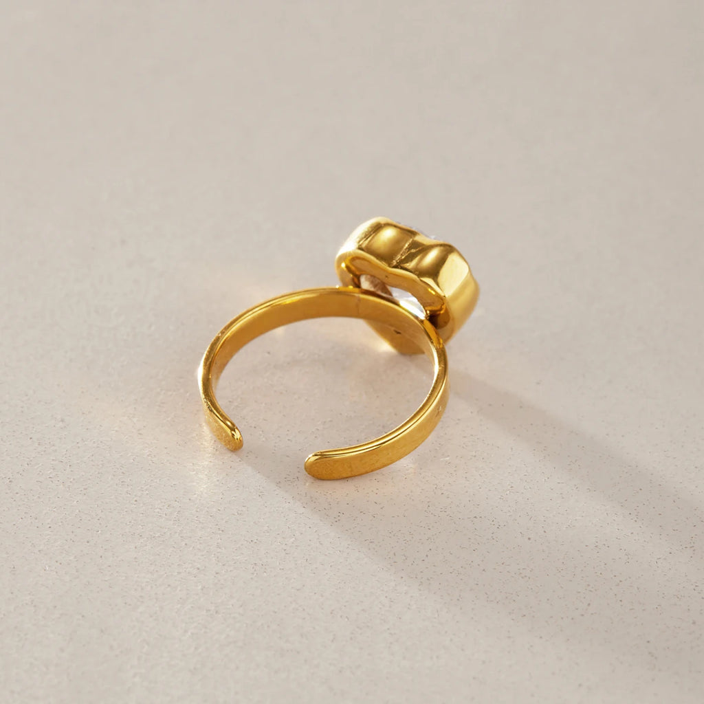 KIKA Delicate Geometric Cubic Zirconia Open Rings 18K Gold Plated Stainless Steel 316L