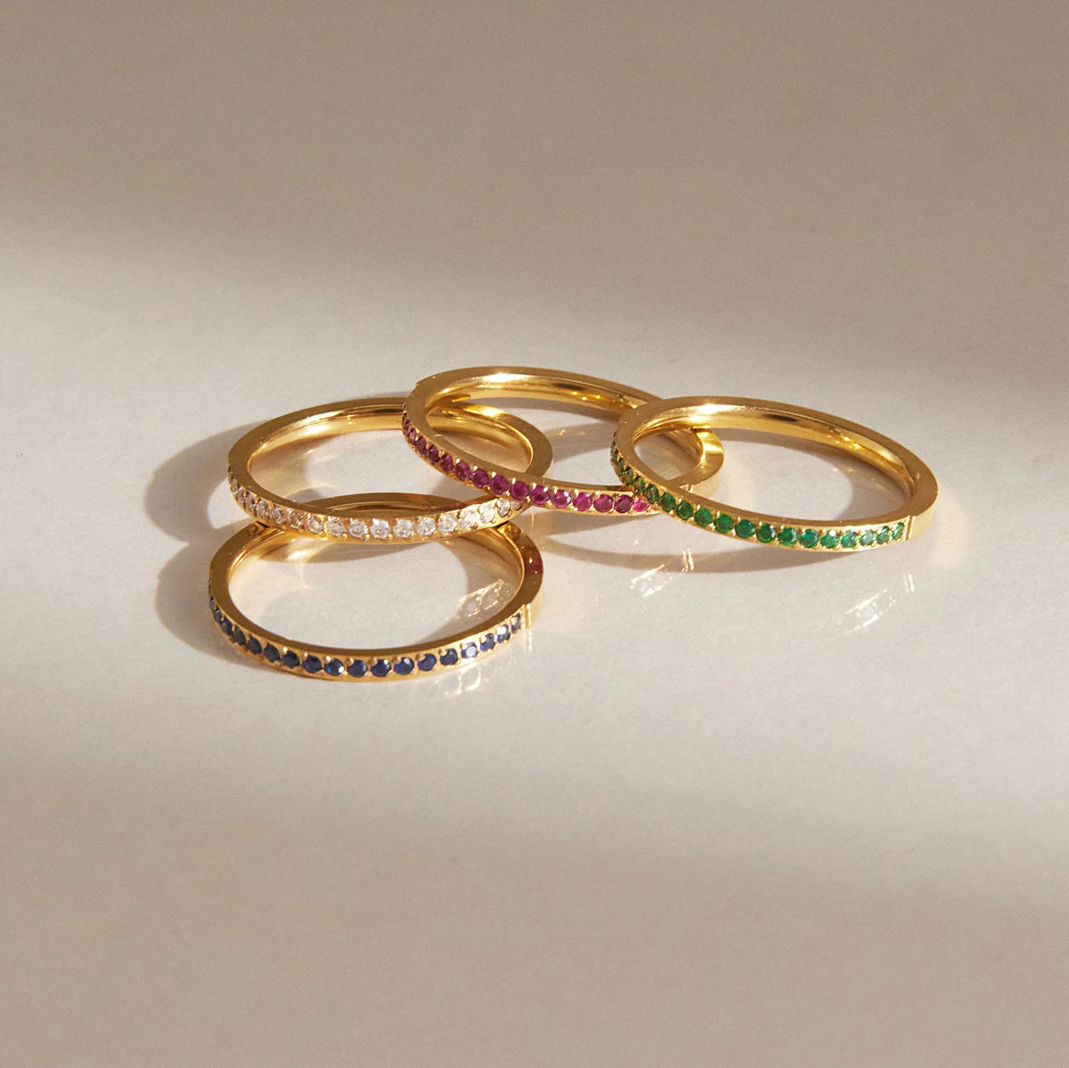 KIKA Delicate Zircon Thin Rings Gold PVD Plated Stainless Steel 316L