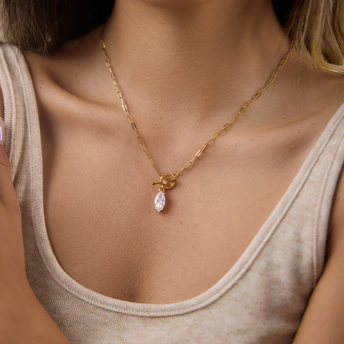 Kika Classic Horse Eye Shape Zircon Pendant Necklace