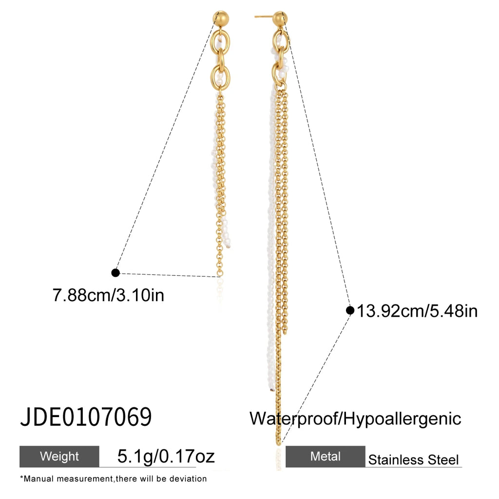 KIKA Asymmetric Imitation Pearl Earrings For Women 18K Gold Plated Stainless Steel L316L