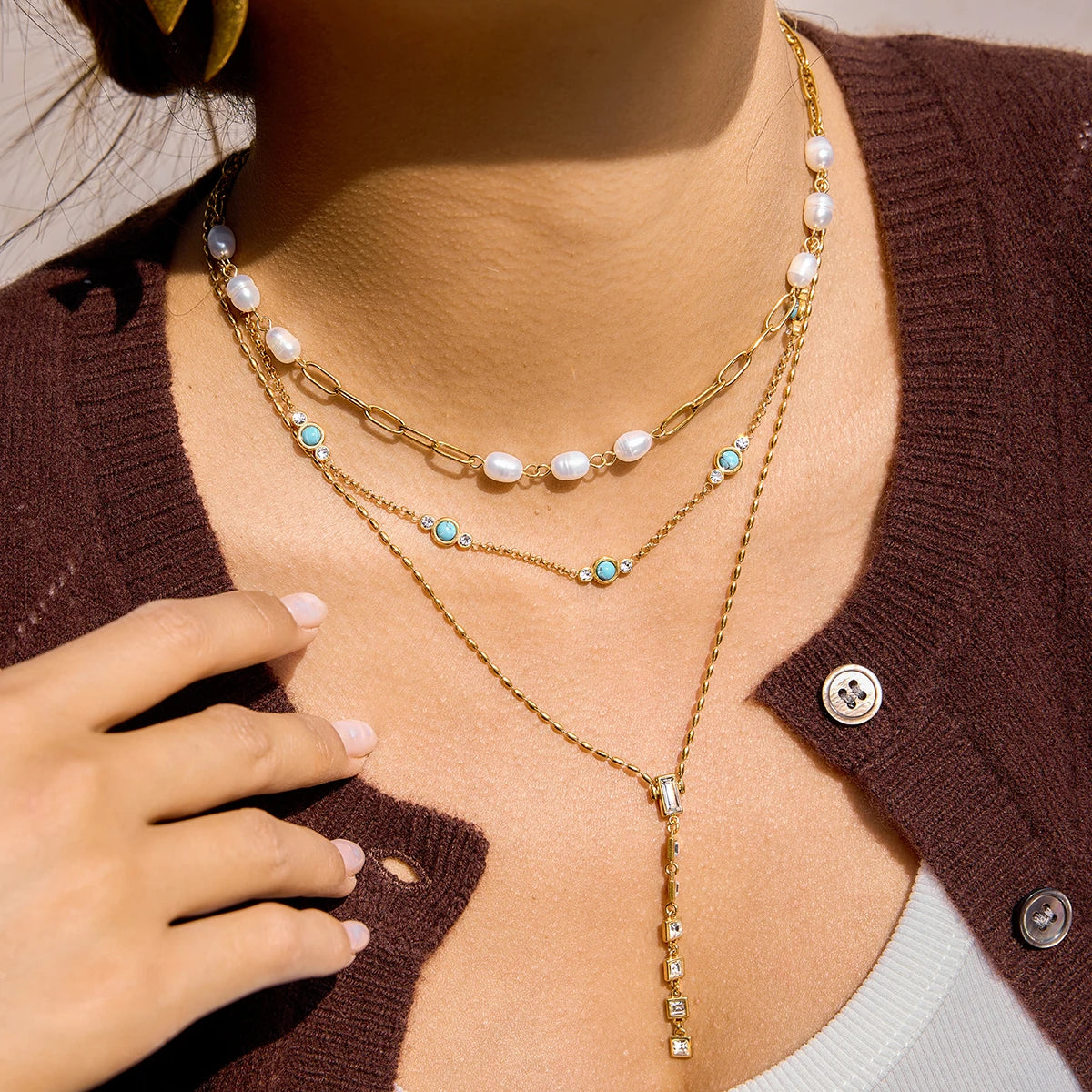 Classic Artificial Blue Turquoise Necklace