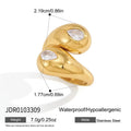 KIKA Twisted Open Ring Pear-Shaped CZ PVD Plated Steel 316L Hypoallergenic