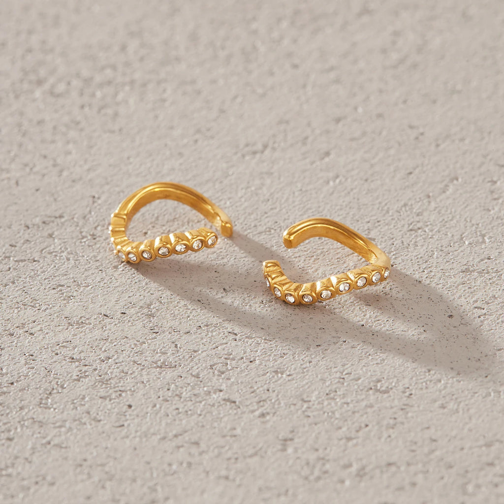 KIKA Delicate Crystal Non-piercing Ear Clips Minimalist 18K Gold PVD Plated Stainless Steel 316L