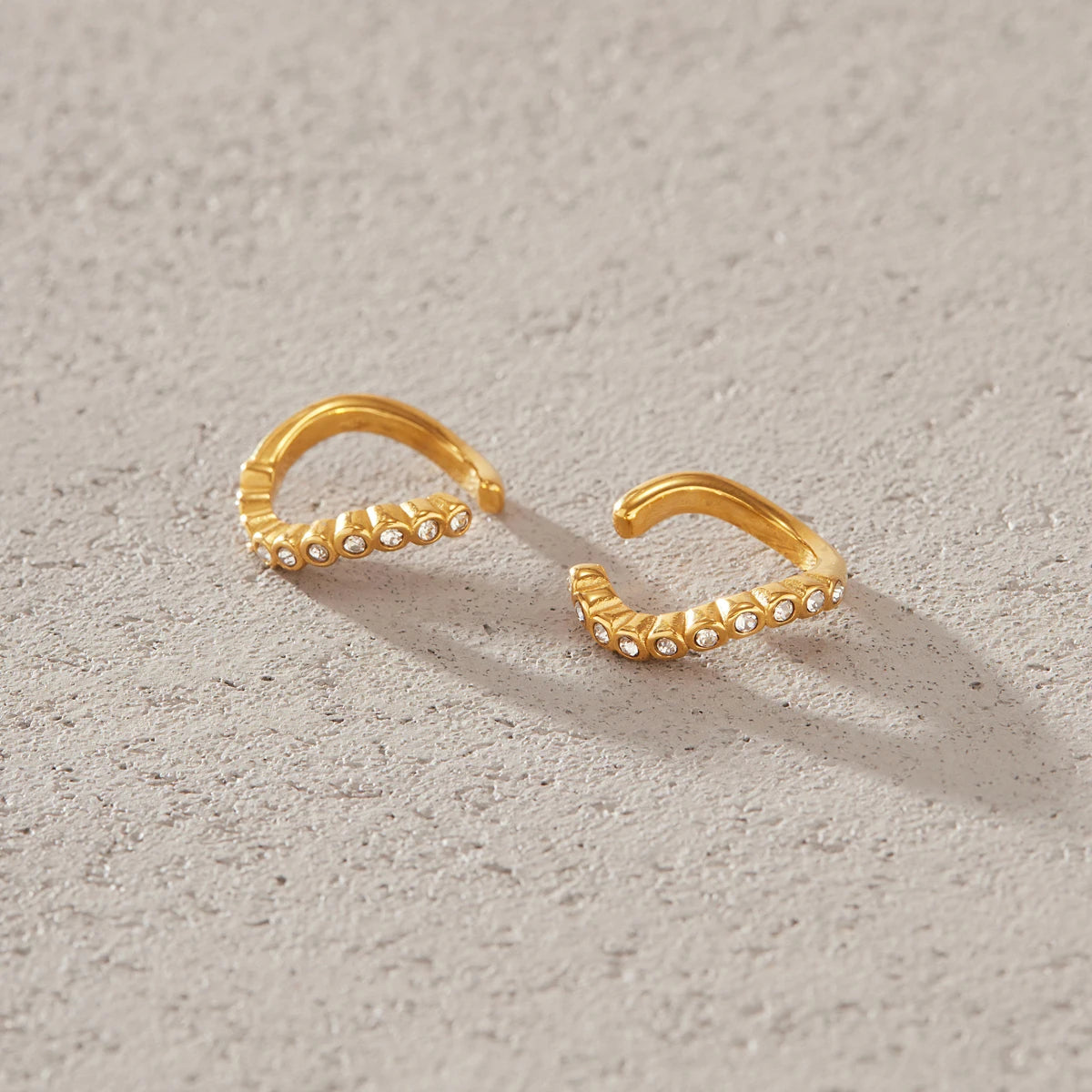 KIKA Delicate Crystal Non-piercing Ear Clips Minimalist 18K Gold PVD Plated Stainless Steel 316L