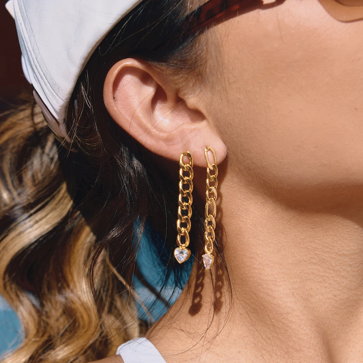 Kika Delicate Zircon Earrings Minimalist 18K Gold PVD Plated Stainless Steel Chains 316L