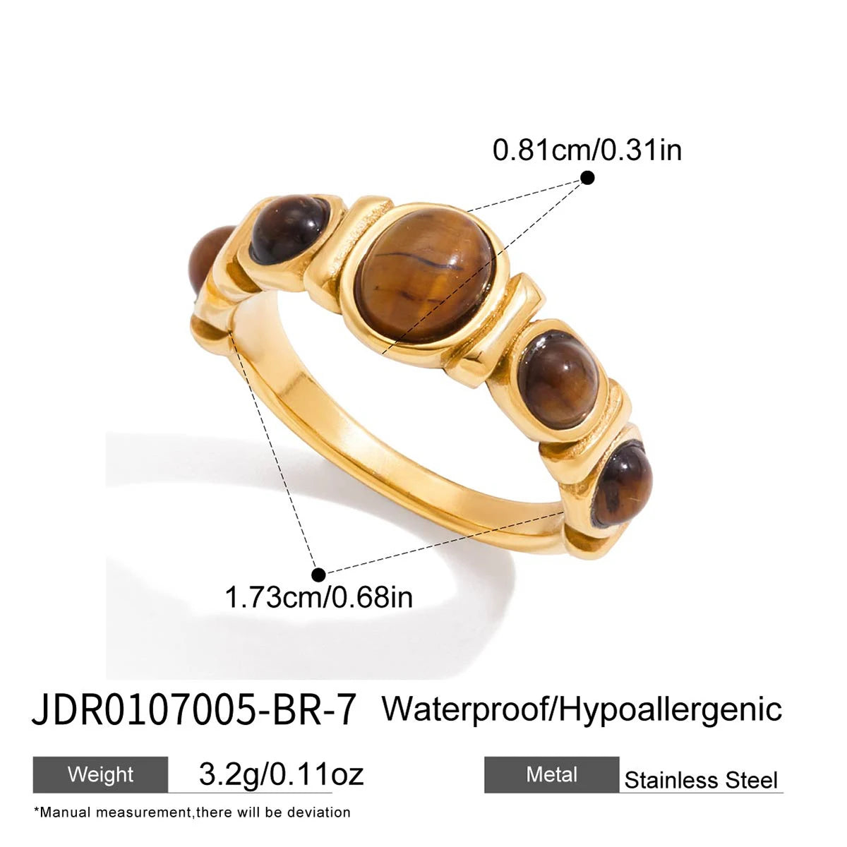 Kika Various Styles Brown Tiger Eye Stone Ring