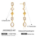 KIKA Elegant Crystal Natural Stone Tassel Earrings For Women Waterproof 18K Gold PVD Plated Stainless Steel Earrings Jewelry