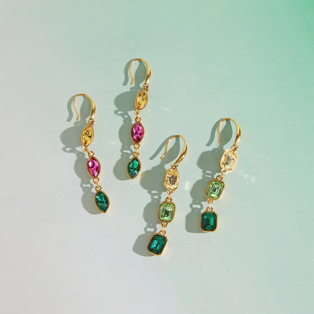 KIKA Multicolor Geometric Crystal Drop Earrings For Women 18K Gold PVD Plated Stainless Steel Earrings Fashion Jewelry Gift
