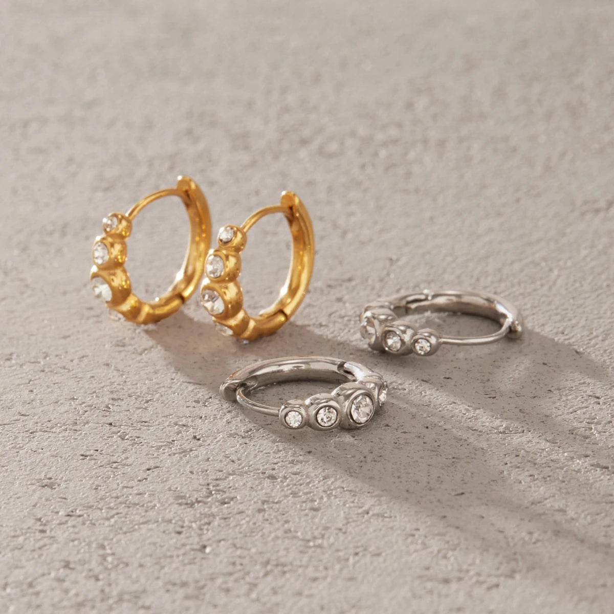 KIKA Delicate Crystal Clip Earrings PVD Plated Stainless Steel