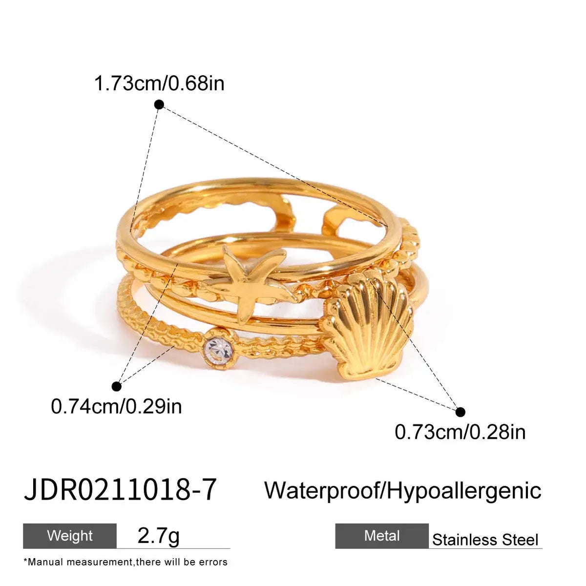 Kika Minimalist Zircon Ribbed Flower Stackable Ring