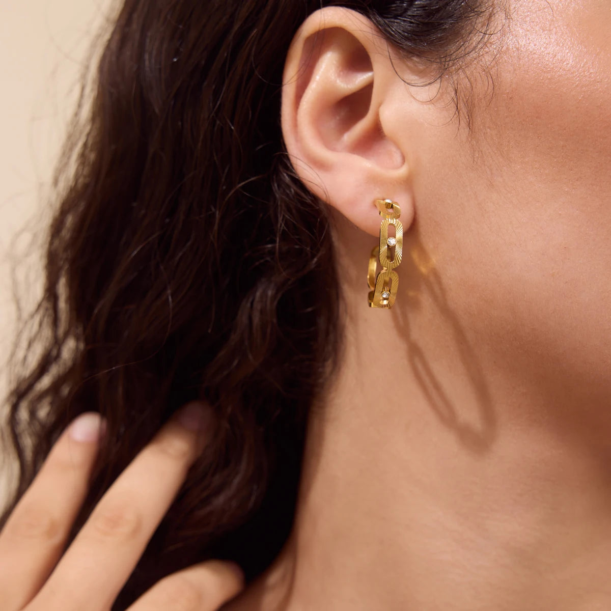 Kika Tiny Crystal Geometric Stud Earrings 18K Gold PVD Plated Stainless Steel 316L