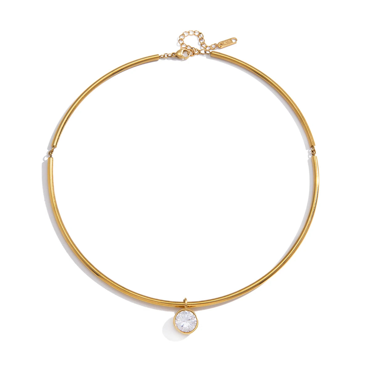 Classic Gold Color Geometric White Zircon Choker Necklace