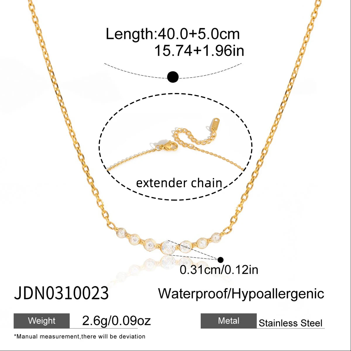 Kika White Water Droplet Zircon Necklace
