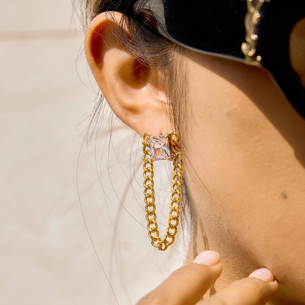 Kika Big Square Zircon Earring