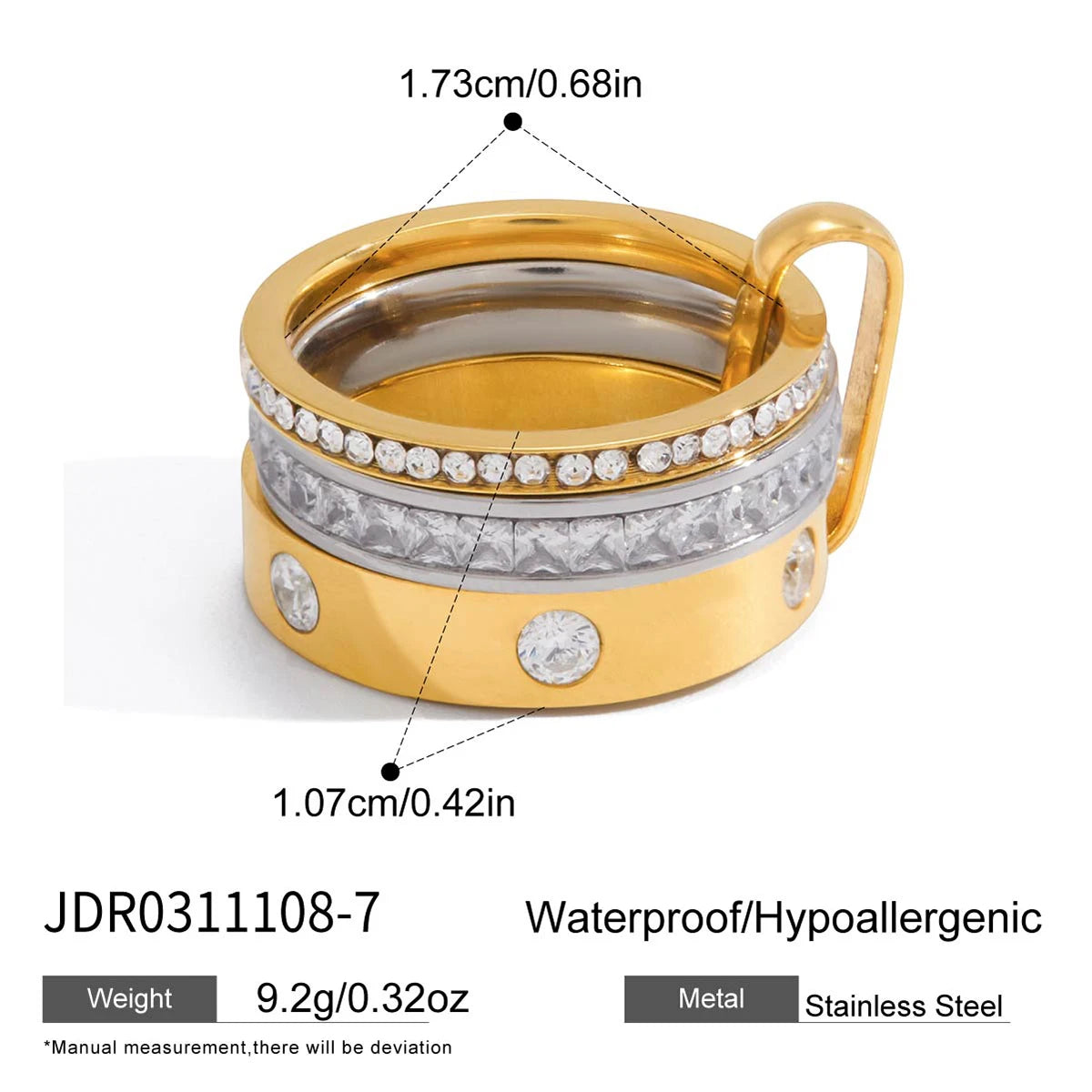 Delicate White Rhinestone Multi Ring