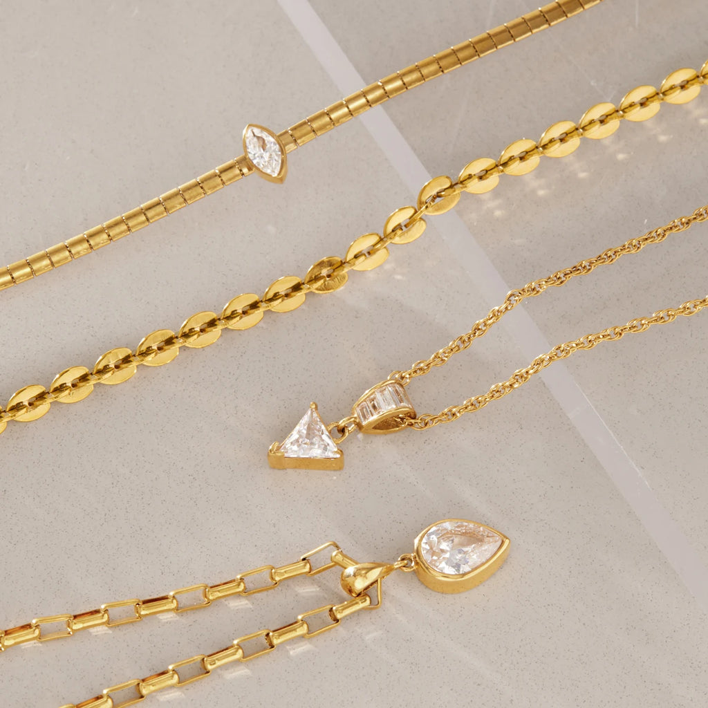 Kika Geometric Zircon Pendant Necklace 18K Gold PVD Plated Stainless Steel 316L
