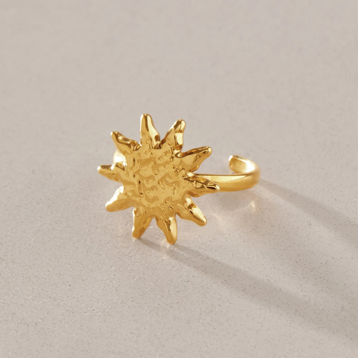 KIKA Classic Sun Shape Open Rings For Women Minimalist 18K Gold PVD Plated Stainless Steel 316L
