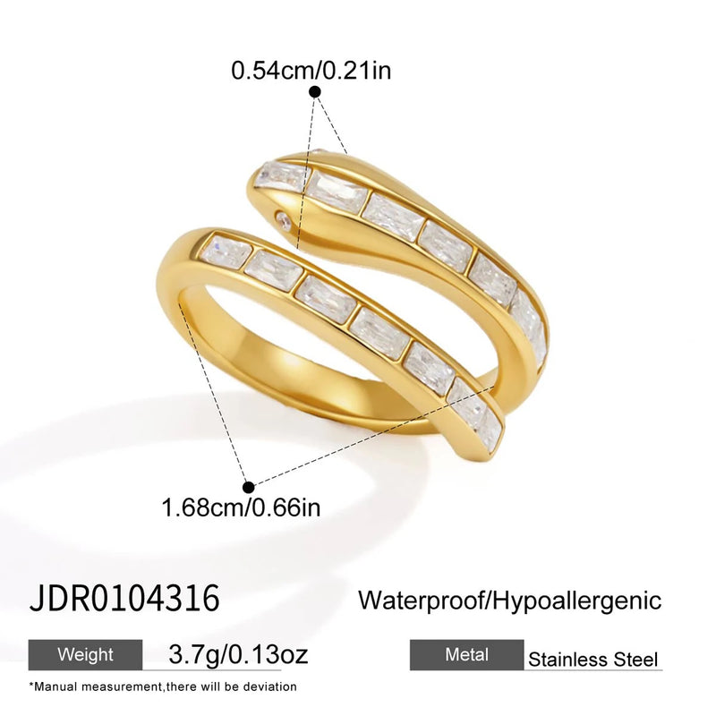 Kika Classic Full Crystal Snake Shape Open Rings