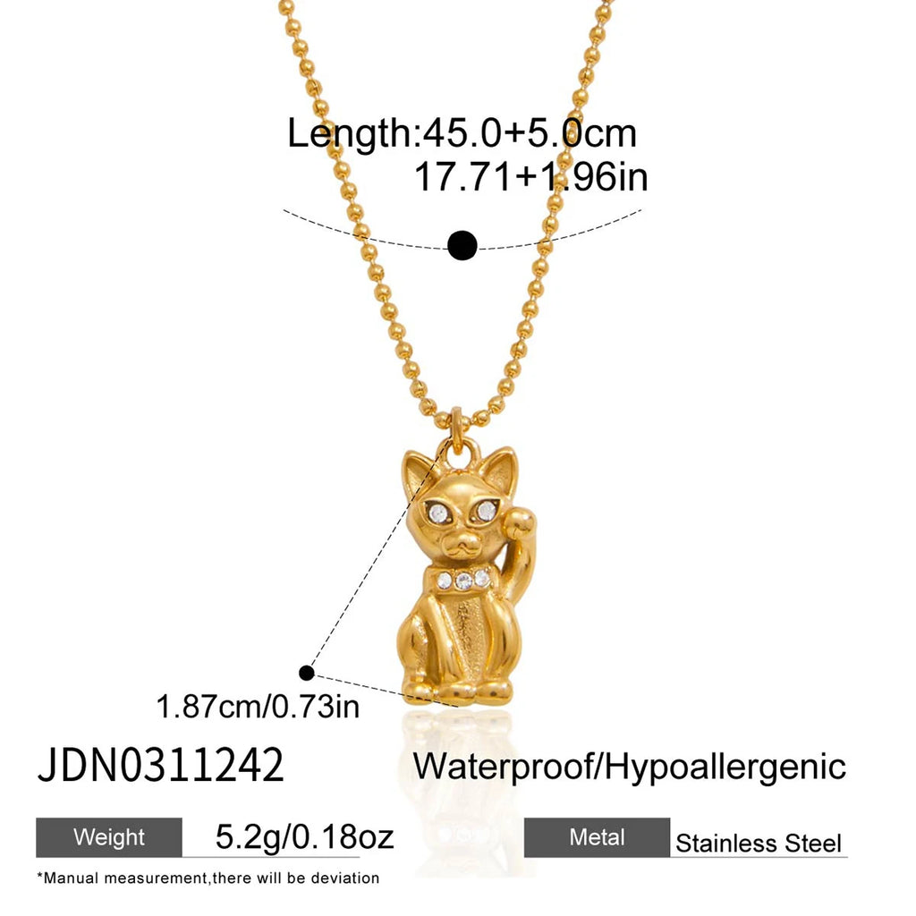 Cute Hug Dog Cat Pet Pendant Rhinestone Necklace