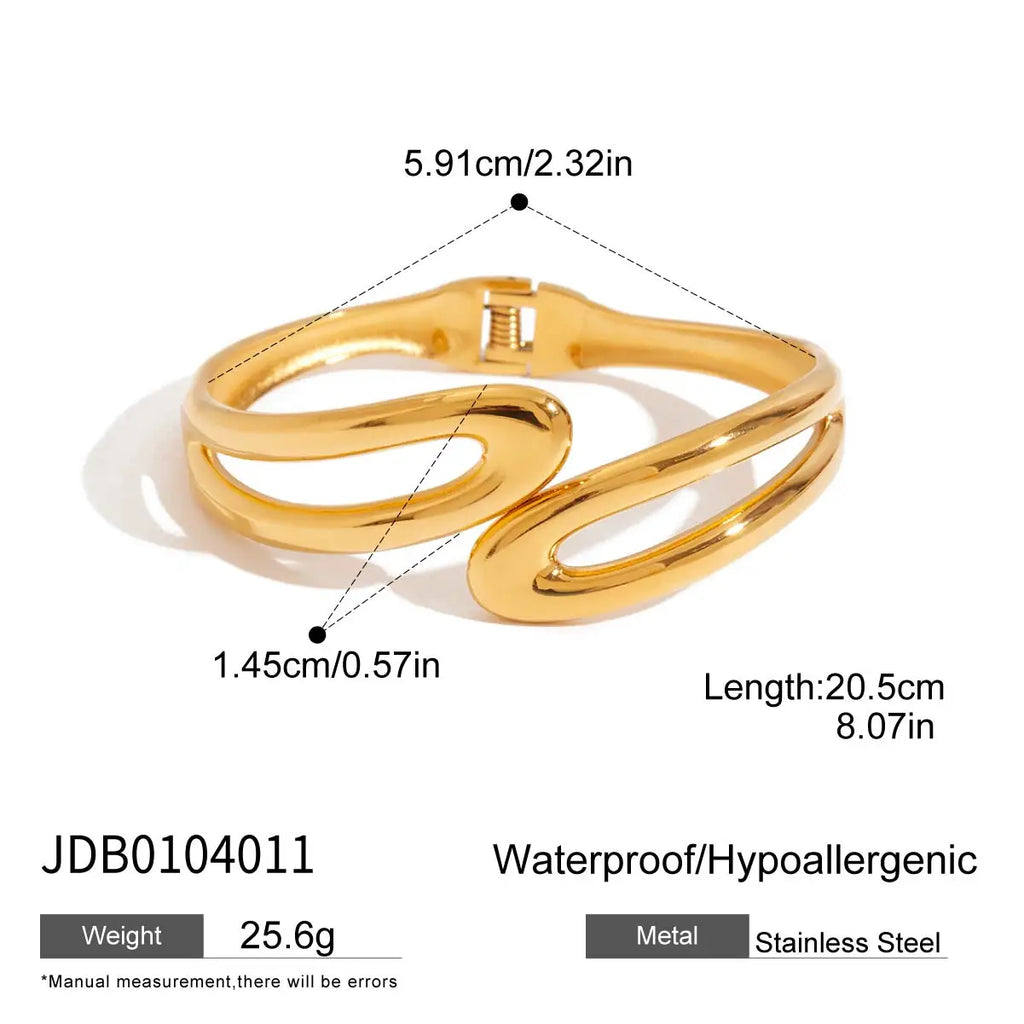 Kika Minimalist Stainless Steel Line Hollow Bracelets
