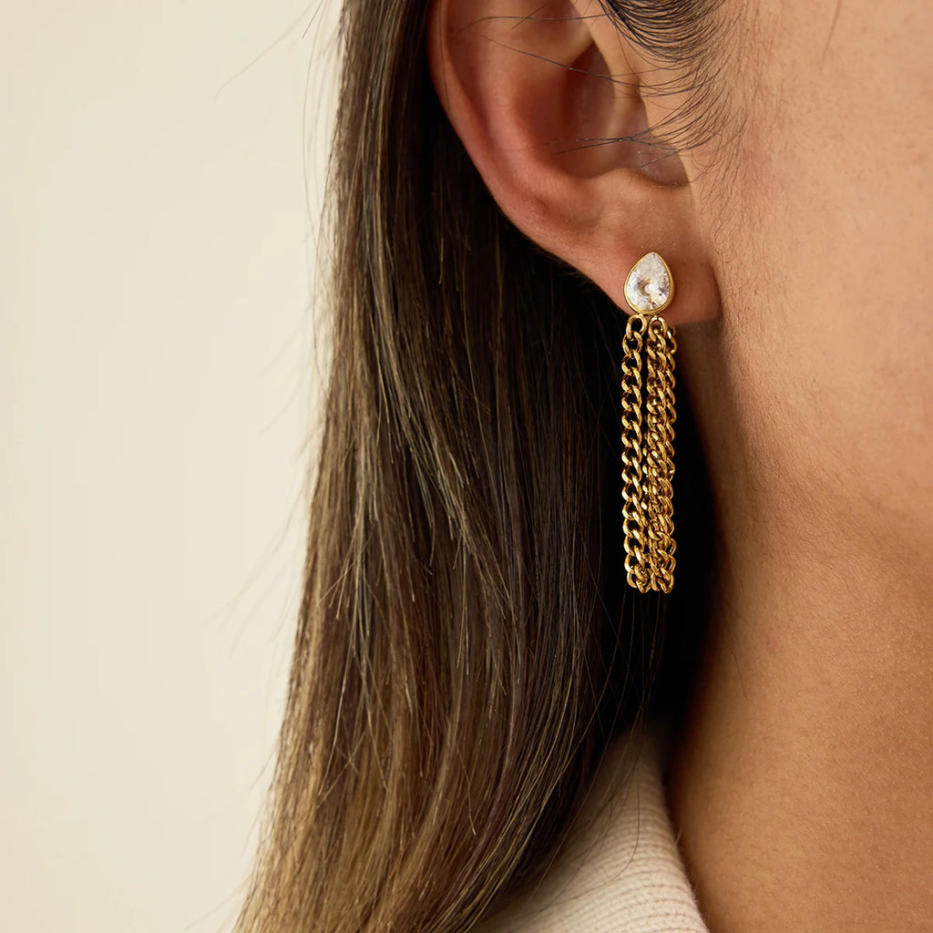 KIKA Classic Imitation Pearls Earrings  PVD Gold Plated Stainless Steel 316L