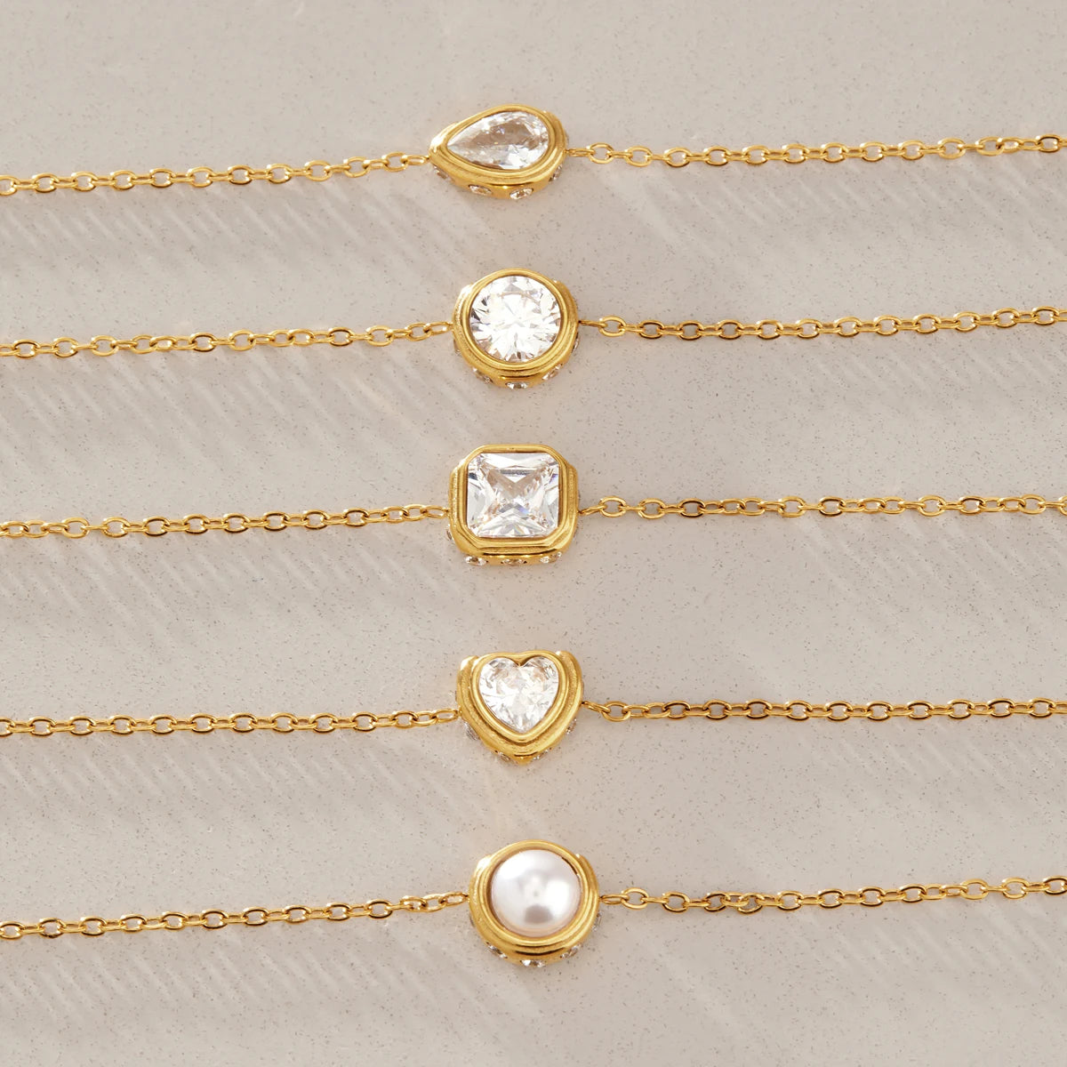 KIKA Classic Geometric Zircon Bracelet For Women Minimalist 18K Gold PVD Plated Stainless Steel 316L