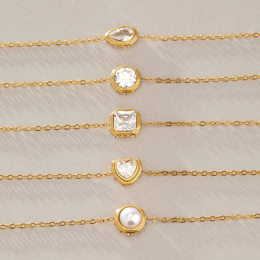 KIKA Classic Geometric Zircon Bracelet For Women Minimalist 18K Gold PVD Plated Stainless Steel 316L