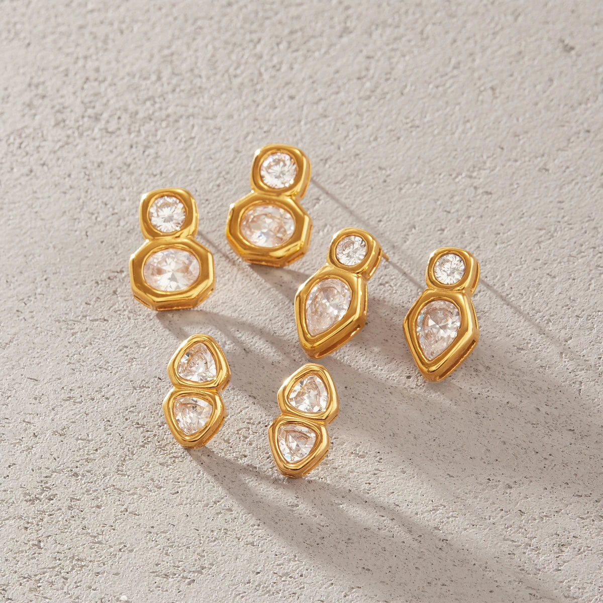KIKA Luxury Geometric Zircon Stud Earrings PVD Plated Stainless Steel316L