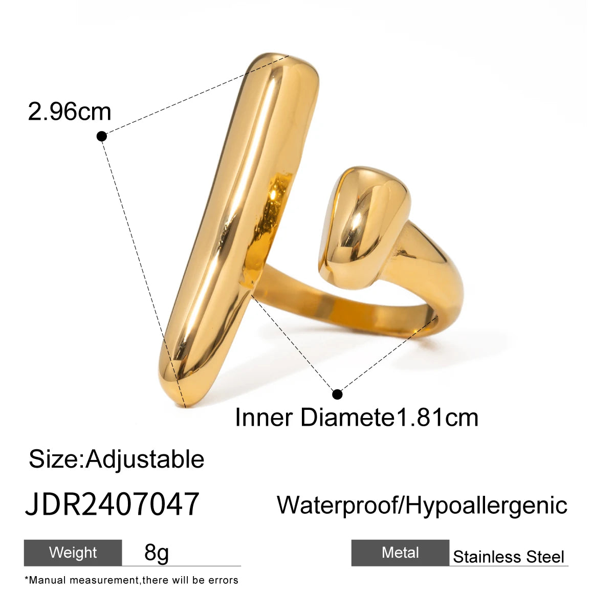 KIKA Fashion Imitation Pearl Stainless Steel 316L Gold Color Ring for Women Engagement Party Gift Temperament