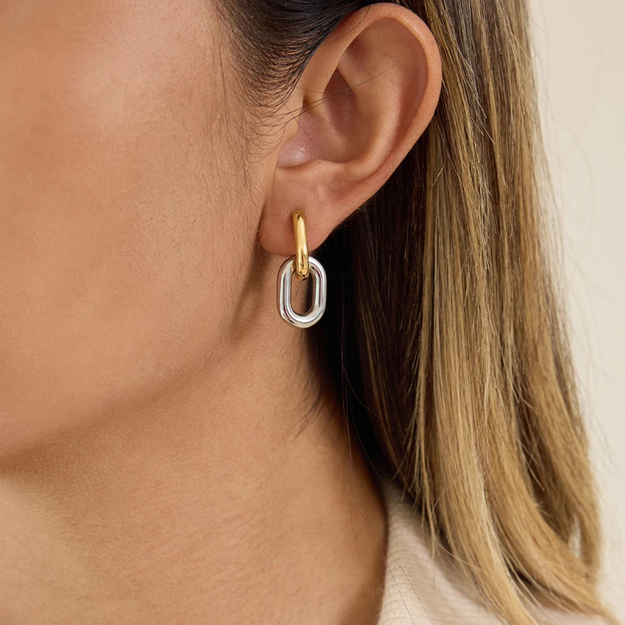 Blocked Double Ring Earring