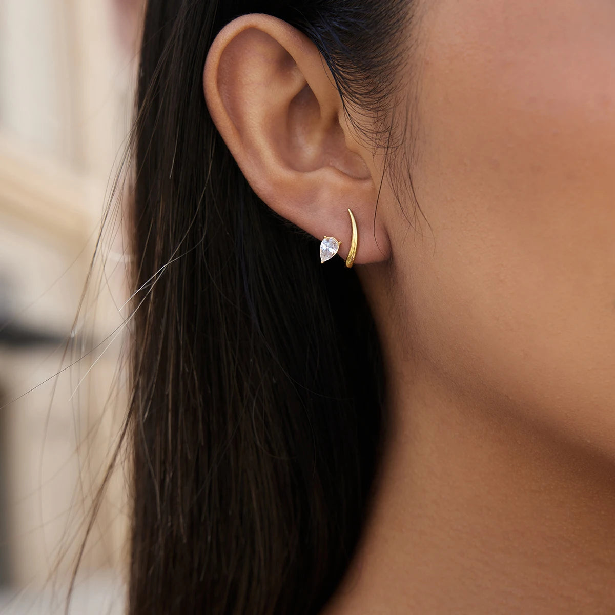 KIKA Delicate Water Drop Zircon Geometric Stud Earrings For Women 18K Gold PVD Plated Stainless Steel 316L Earrings Fashion Jewelry