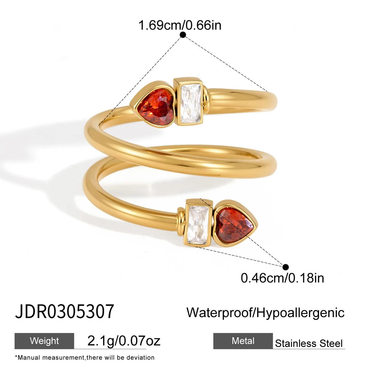 KIKA Delicate Zircon Rings PVD 18K Gold Plated Stainless Steel 316L