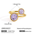KIKA Elegant Geometric Glass Crystal Open Rings 18K Gold PVD Plated Stainless Steel316L