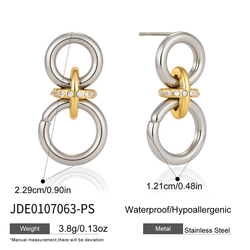 KIKA Vintage Mixed Color Stud Earrings For Women Minimalist 18K Gold PVD Plated Stainless Steel Earrings Fashion Jewelry Gift